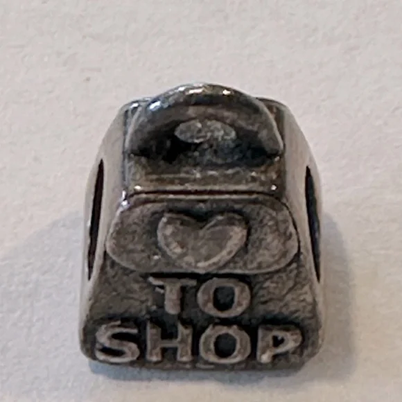 Vintage 🩶 To Shop Silver Bag Charm - Picture 3 of 5